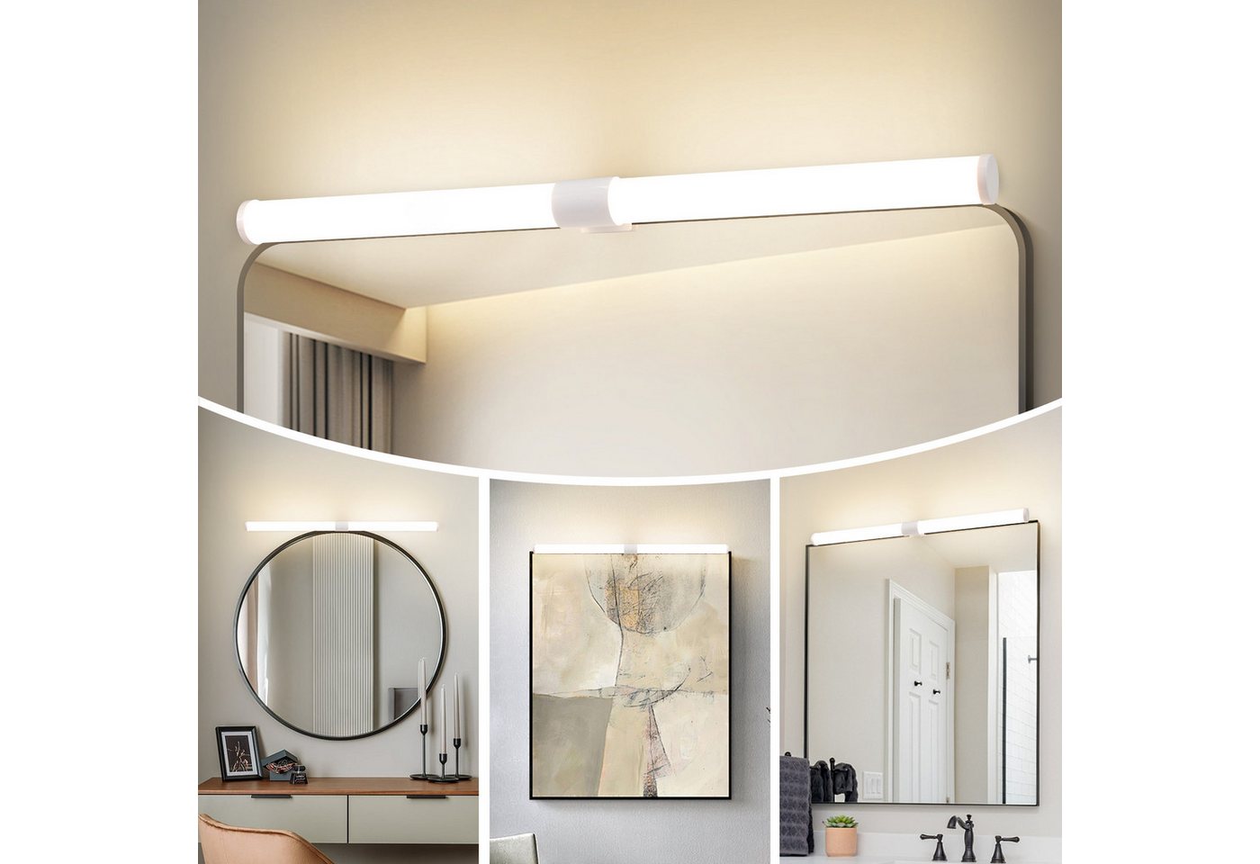 ZMH LED Spiegelleuchte Modern 40/60CM Wandlampe 6W 4000K für schrank Keller, LED fest integriert, Neutralweiß, Schwarz Klemmbar Wandleuchte Küche Bild 2