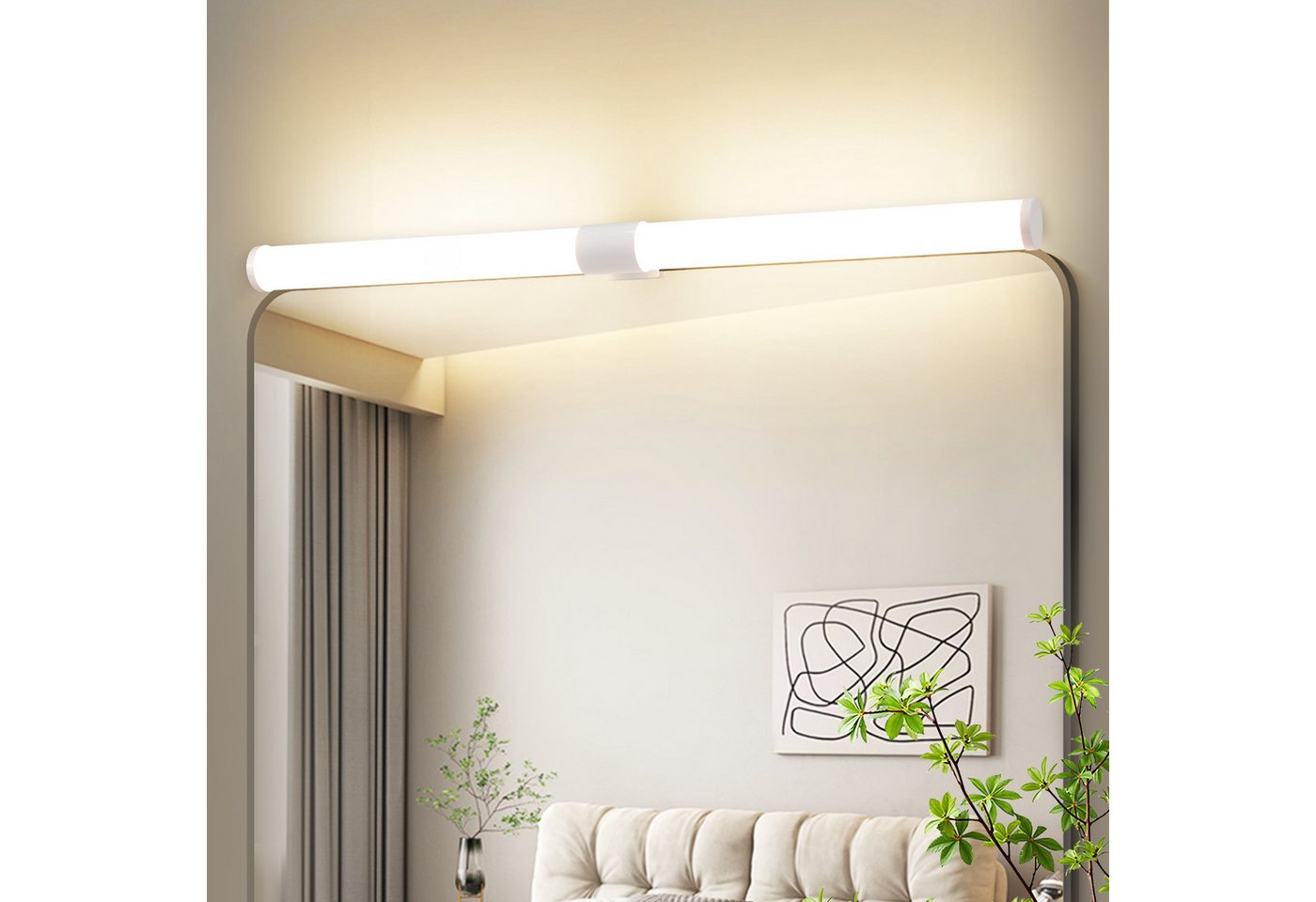 ZMH LED Spiegelleuchte Modern 40/60CM Wandlampe 6W 4000K für schrank Keller, LED fest integriert, Neutralweiß, Schwarz Klemmbar Wandleuchte Küche Bild 5