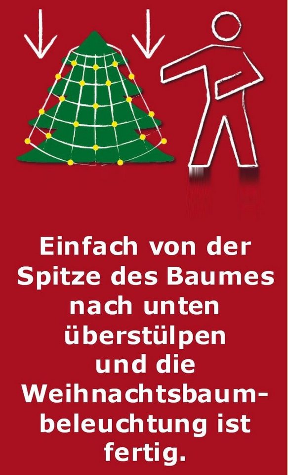 Coen Bakker Deco BV LED-Lichternetz LED Lichternetz Trapez Kegel Warmweiß Netz für Weihnachtsbaum Baum, 80-flammig, 80 LEDs geeignet für Bäume mit einer Höhe von 0,90m - 1,30m Bild 2