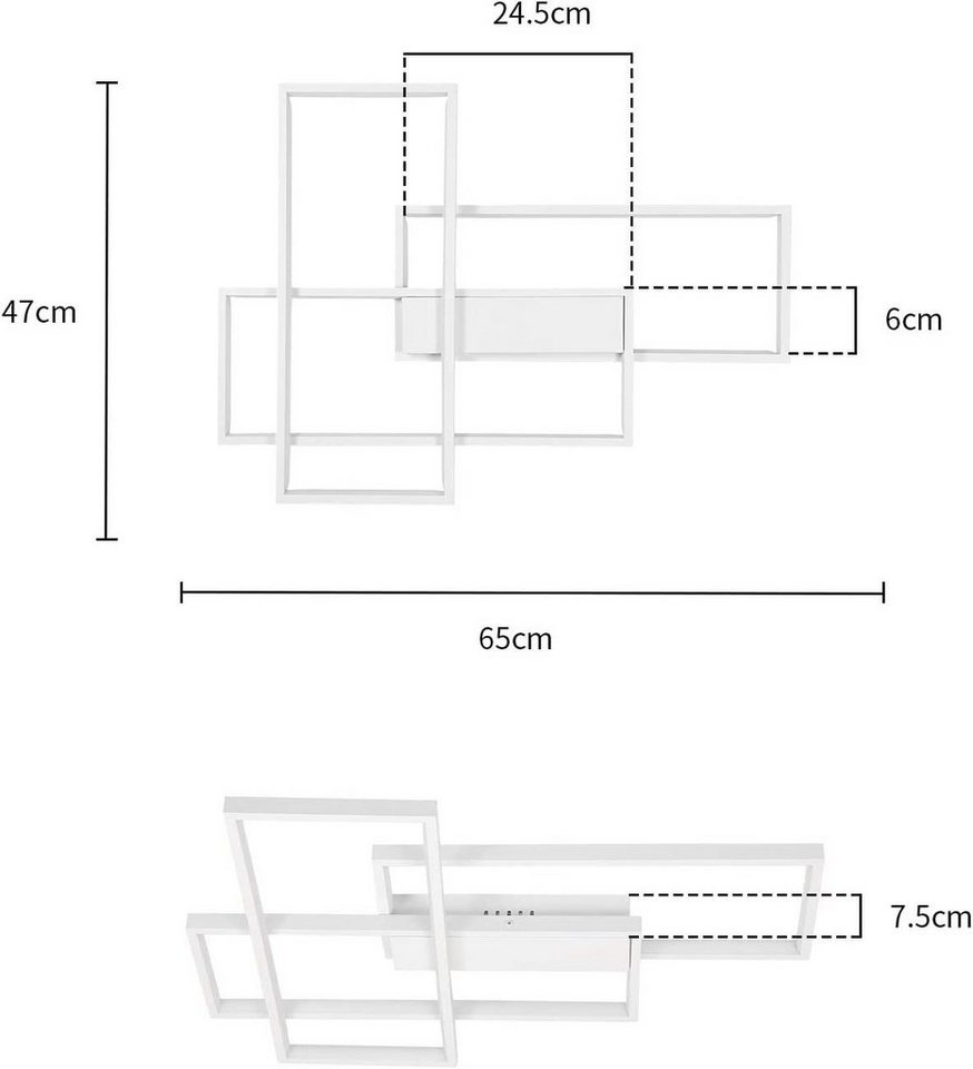 Nettlife LED Deckenleuchte Wohnzimmerlampe mit Fernbedienung Geometrisch, Dimmbar, Warmweiß, Neutralweiß, Kaltweiß, Für Wohnzimmer Schlafzimmer Esszimmer Büro