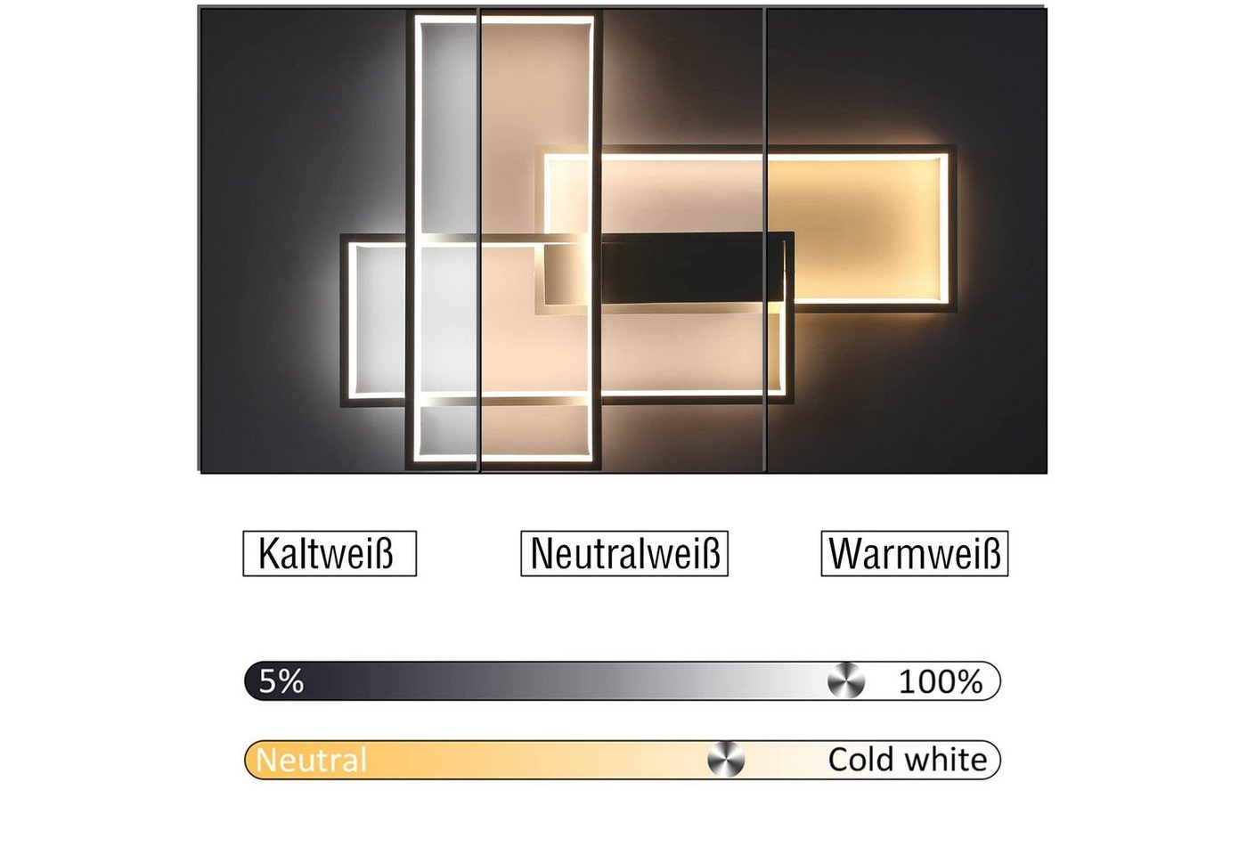Nettlife LED Deckenleuchte Wohnzimmerlampe mit Fernbedienung Geometrisch, Dimmbar, Warmweiß, Neutralweiß, Kaltweiß, Für Wohnzimmer Schlafzimmer Esszimmer Büro Bild 2