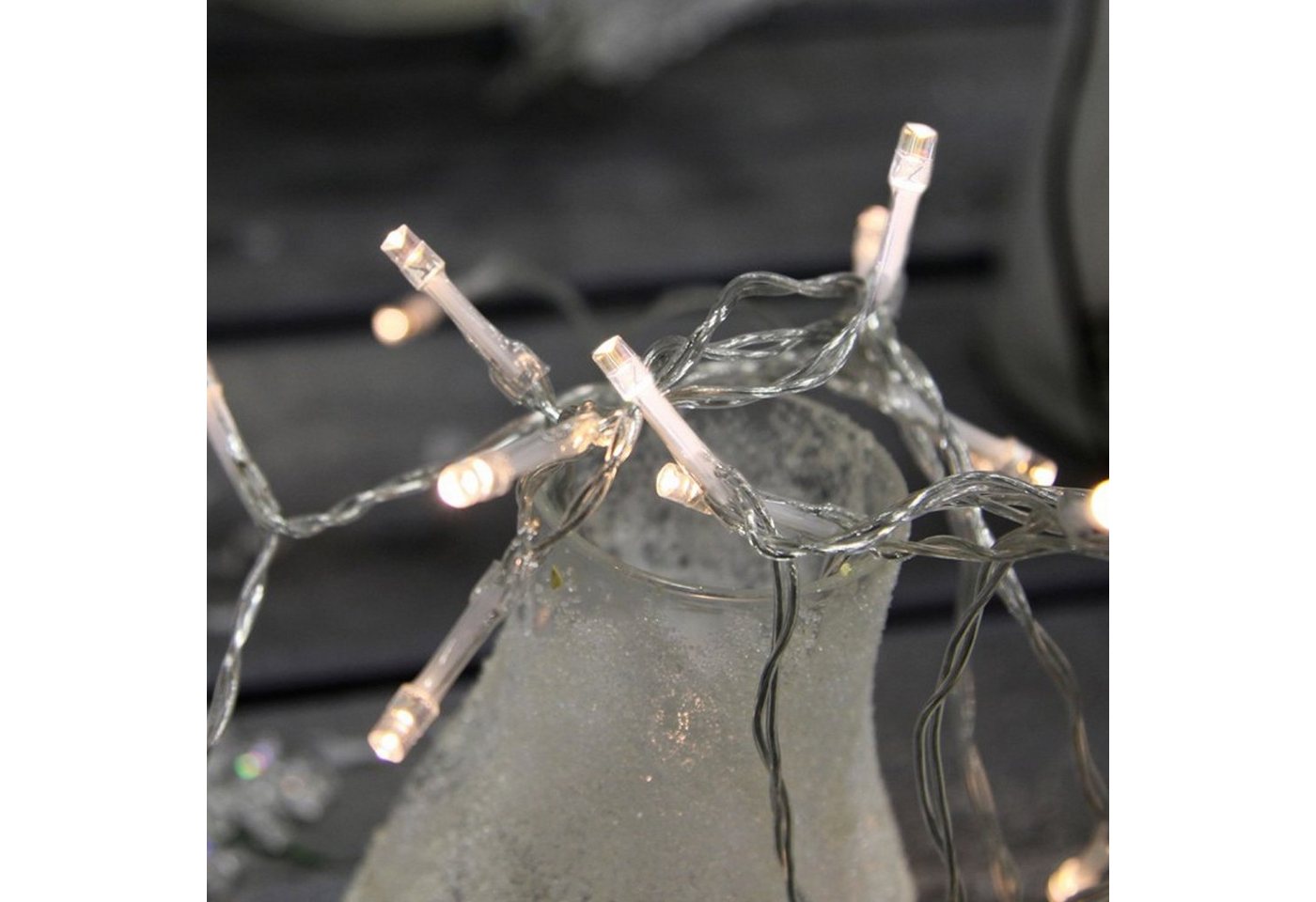 MARELIDA LED-Lichterkette LED Lichterkette Batterie Timer für Innen Außen 10LED 1,5m transparent, 10-flammig