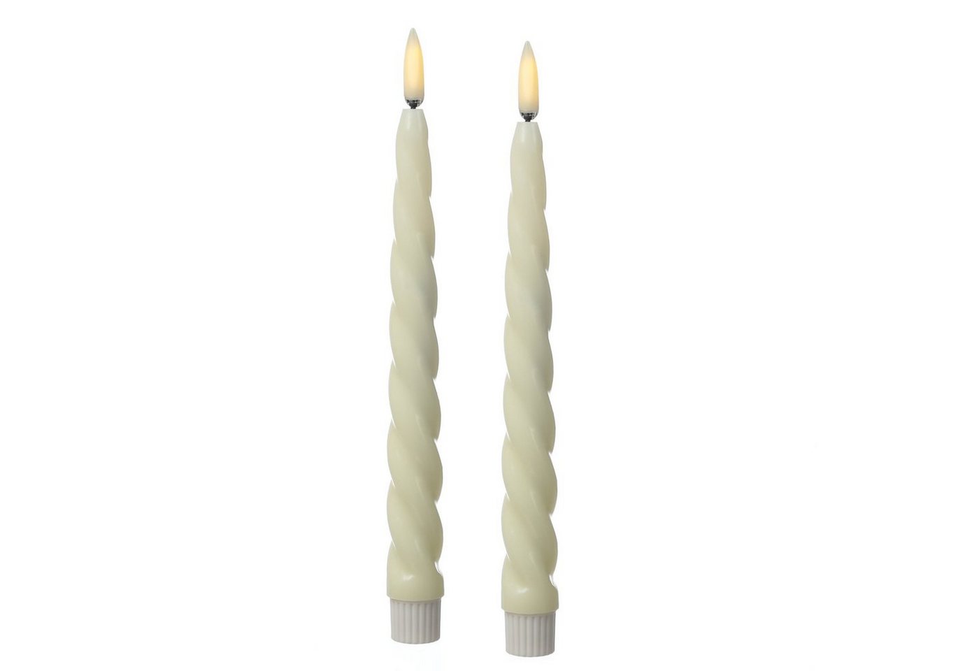 MARELIDA LED-Kerze LED Stabkerzen Twist Tafelkerzen gedreht Echtwachs H: 25cm creme 2St, LED Classic, warmweiß (2100K bis 3000K) Bild 3