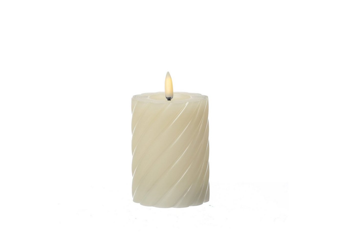 MARELIDA LED-Kerze LED Kerze Twist Echtwachs gedreht flackernd H: 12,5cm Timer creme, warmweiß (2100K bis 3000K) Bild 4