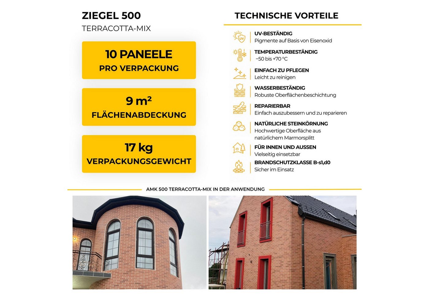 STM Company Verkleidungspaneel AMK Wand- und Fassadenpaneele in Klinkeroptik, 9 qm, (Packung, 10-tlg., 9 m) Flexibel, UV- & frostbeständig Bild 2