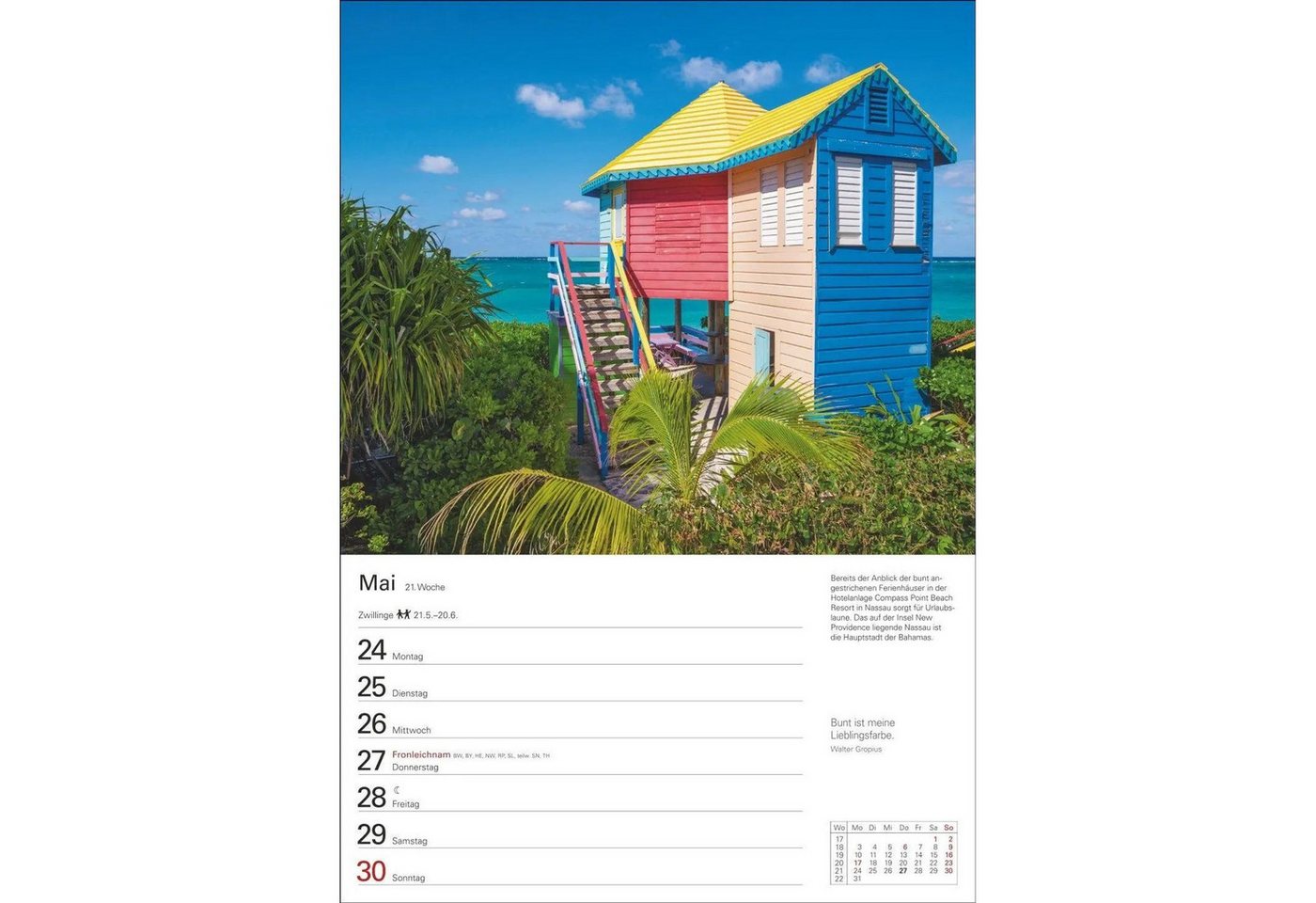 Harenberg Kalender Verlag Wandkalender Traumziele Wochenplaner 2027 - Eine Reise in 53 Bildern