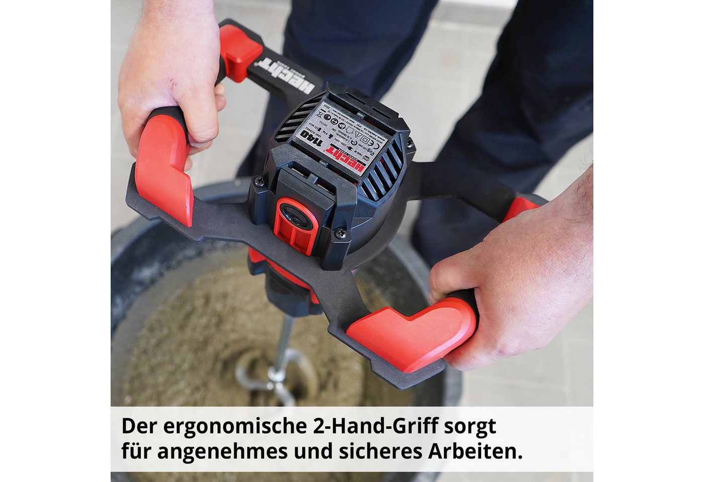 Hecht Rührwerk 1140 Farbrührer Mörtelrührer Quirl 2-Gang 38 Nm M14, Ø 140 mm, 1-tlg., stufenlos regelbar Metallgetriebe Estrichrührer Bild 5