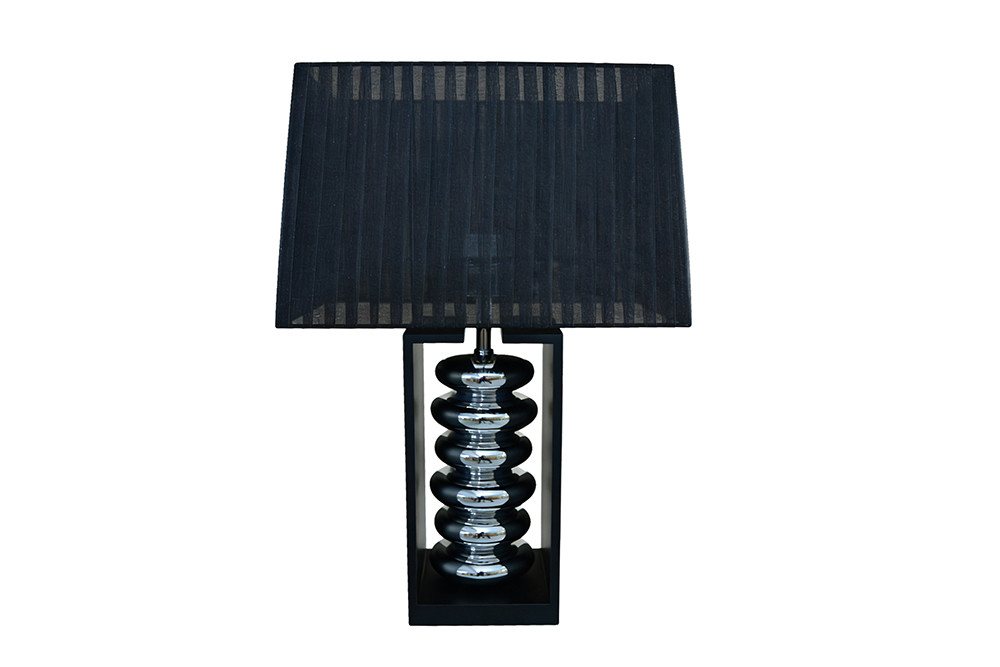 riess-ambiente Tischleuchte GRACIA 55cm schwarz/silber - Stoffschirm, Holzfuß, Modern Design, Ein-/Ausschalter, ohne Leuchtmittel, mit neigbarem Lampenschirm – ideal für Wohnzimmer & Schlafzimmer Bild 2