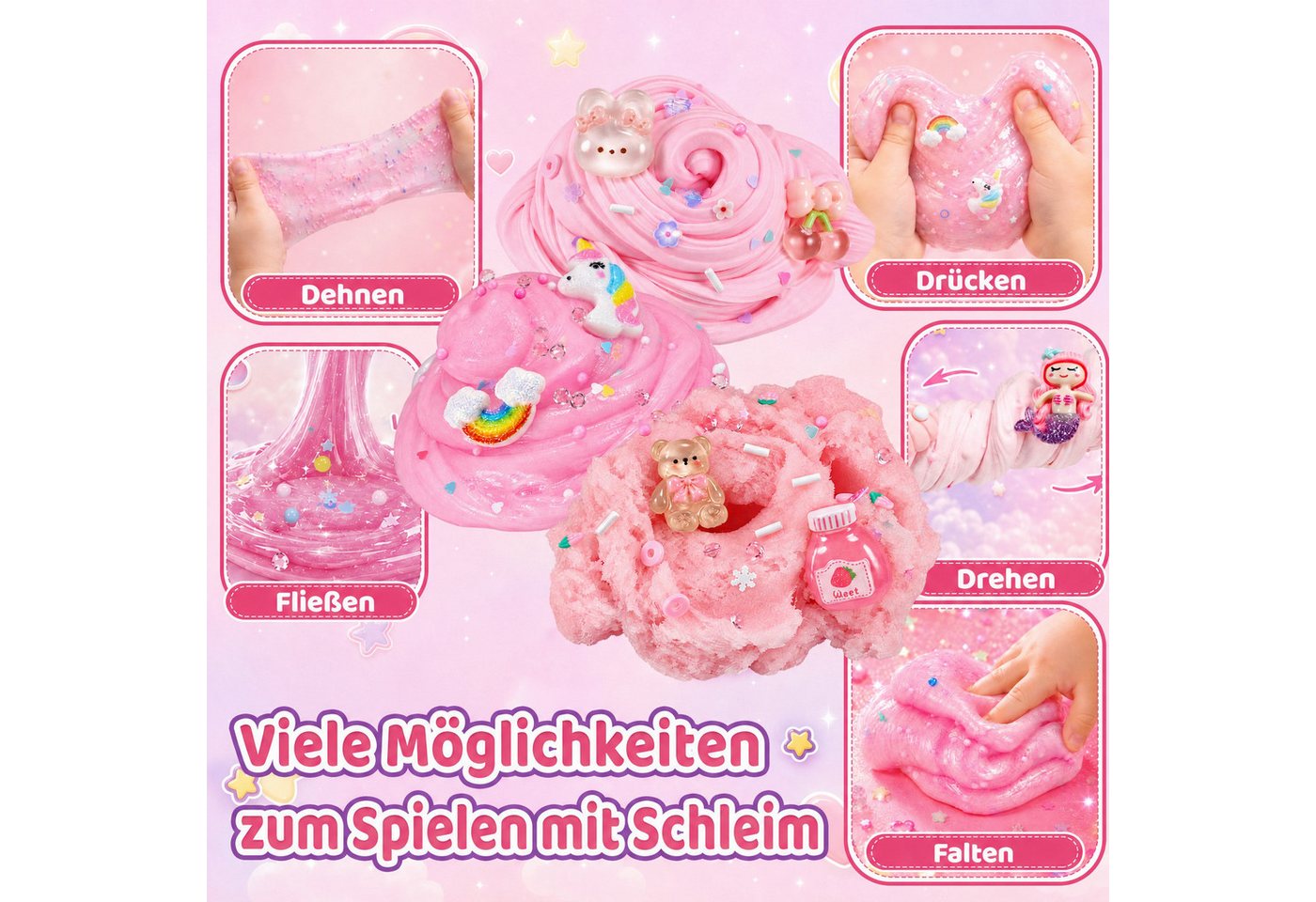 Wootoy Kreativset Experimentierkasten Schleim für kinderBastelset DIY Slime Kit Squishy, (Leuchtende Knete und Dekorationen frei kombinieren, für Geburtstag Weihnachten Ostern oder als kreative Klassenbelohnung), Glow-in-the-Dark Kreativspiel mit Deko-Zubehör ab 6 Jahren Bild 2