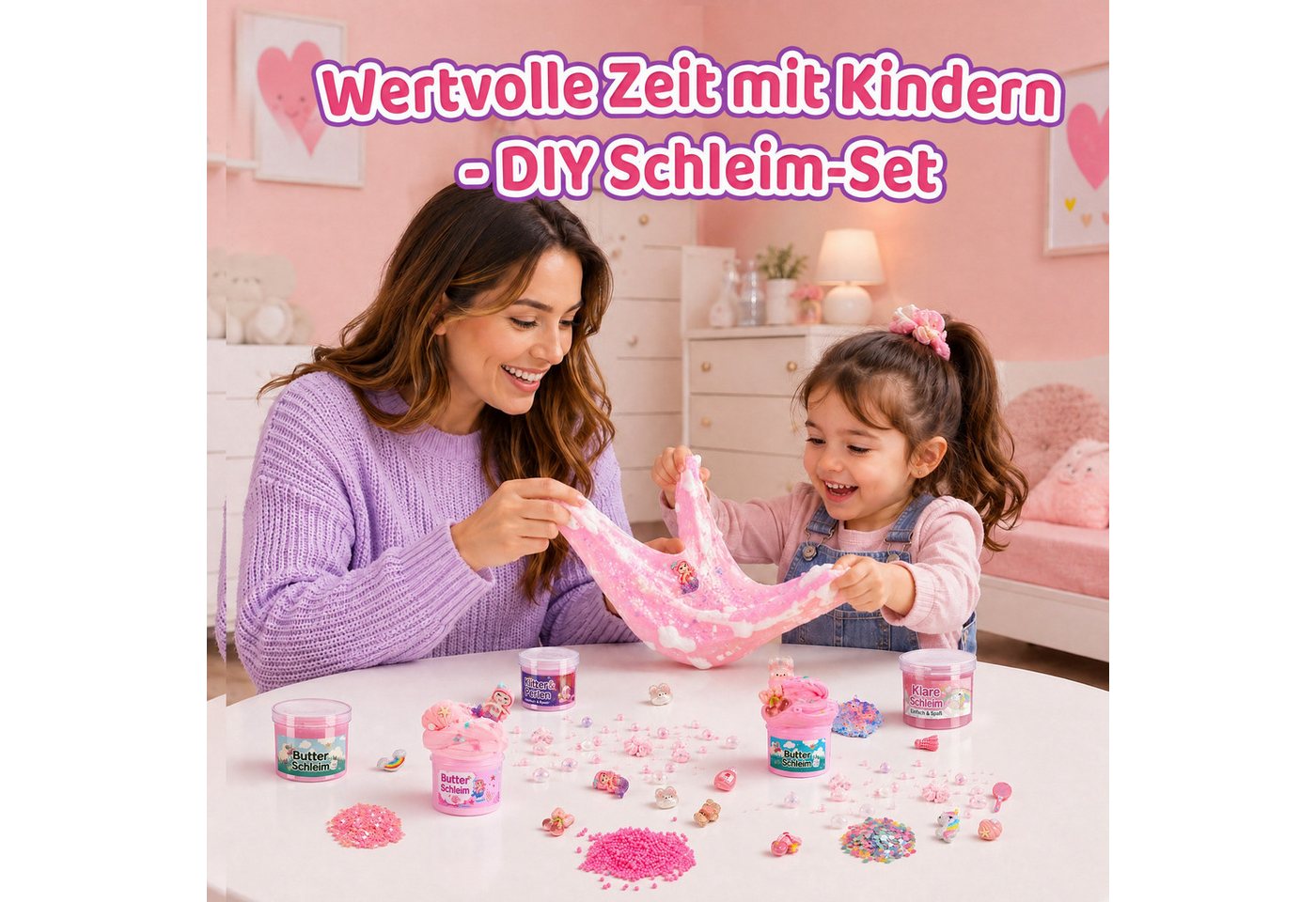 Wootoy Kreativset Experimentierkasten Schleim für kinderBastelset DIY Slime Kit Squishy, (Leuchtende Knete und Dekorationen frei kombinieren, für Geburtstag Weihnachten Ostern oder als kreative Klassenbelohnung), Glow-in-the-Dark Kreativspiel mit Deko-Zubehör ab 6 Jahren Bild 3