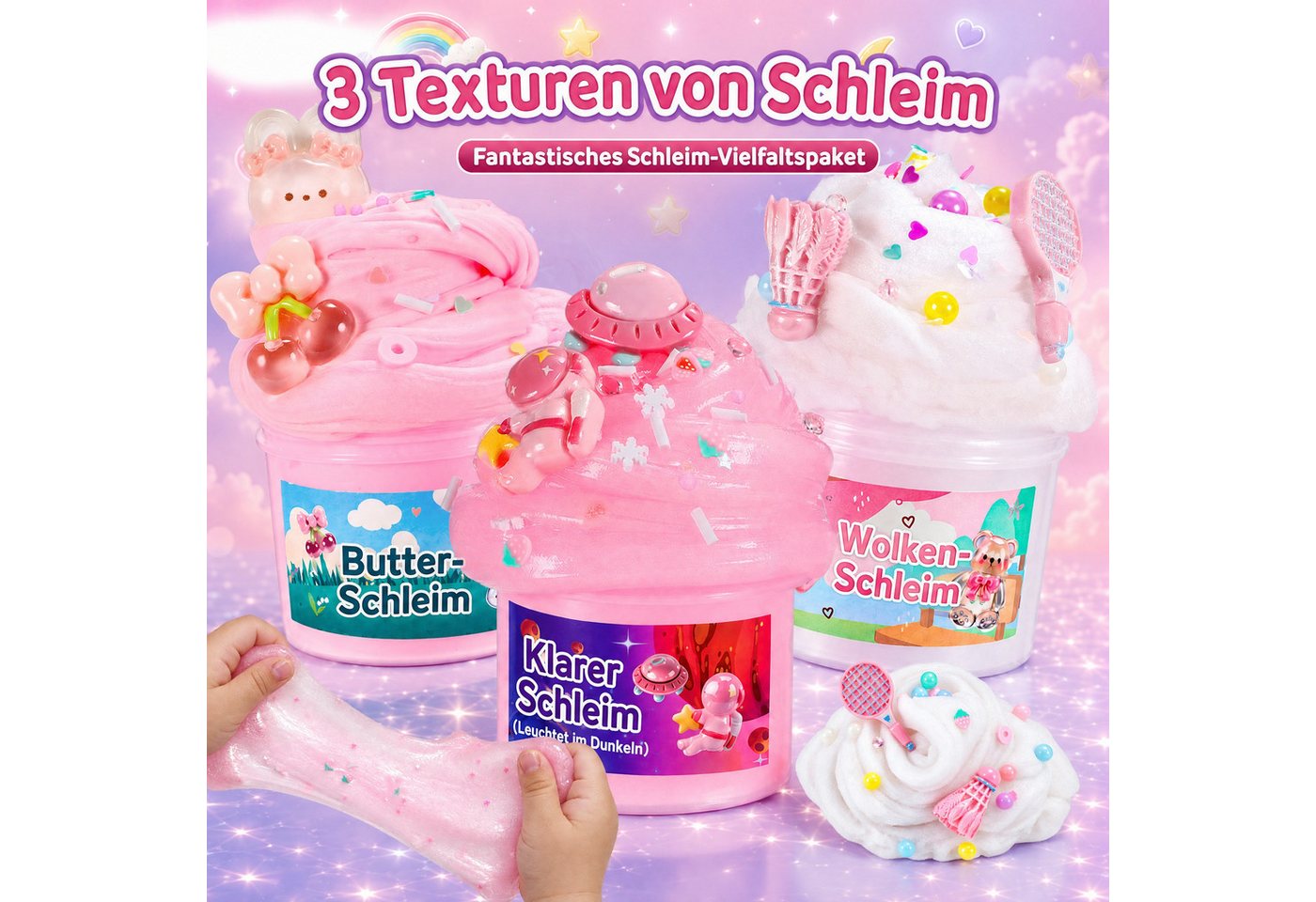 Wootoy Kreativset Experimentierkasten Schleim für kinderBastelset DIY Slime Kit Squishy, (Leuchtende Knete und Dekorationen frei kombinieren, für Geburtstag Weihnachten Ostern oder als kreative Klassenbelohnung), Glow-in-the-Dark Kreativspiel mit Deko-Zubehör ab 6 Jahren Bild 4
