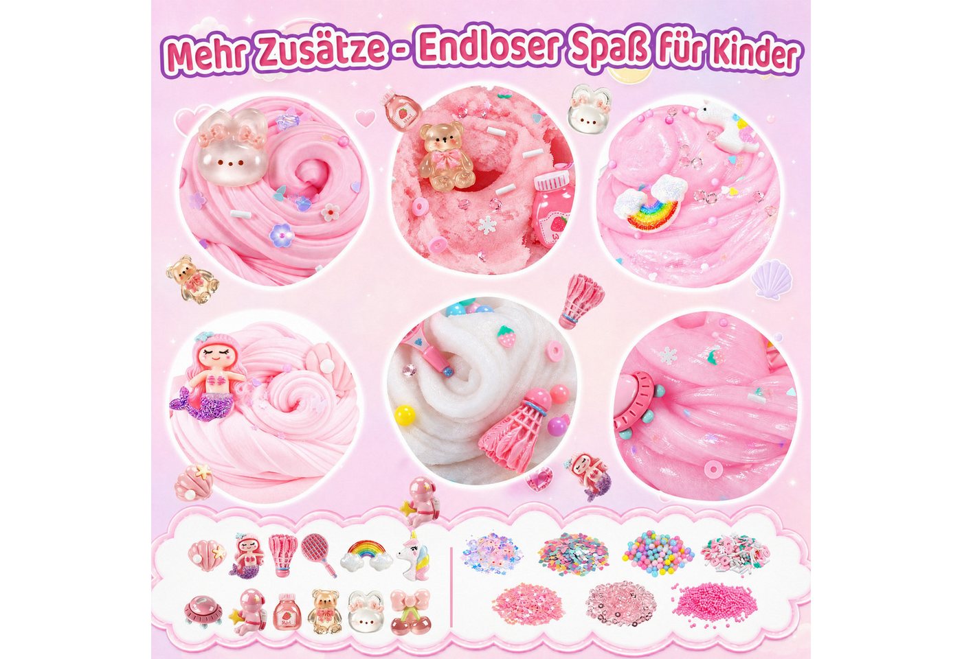 Wootoy Kreativset Experimentierkasten Schleim für kinderBastelset DIY Slime Kit Squishy, (Leuchtende Knete und Dekorationen frei kombinieren, für Geburtstag Weihnachten Ostern oder als kreative Klassenbelohnung), Glow-in-the-Dark Kreativspiel mit Deko-Zubehör ab 6 Jahren Bild 5