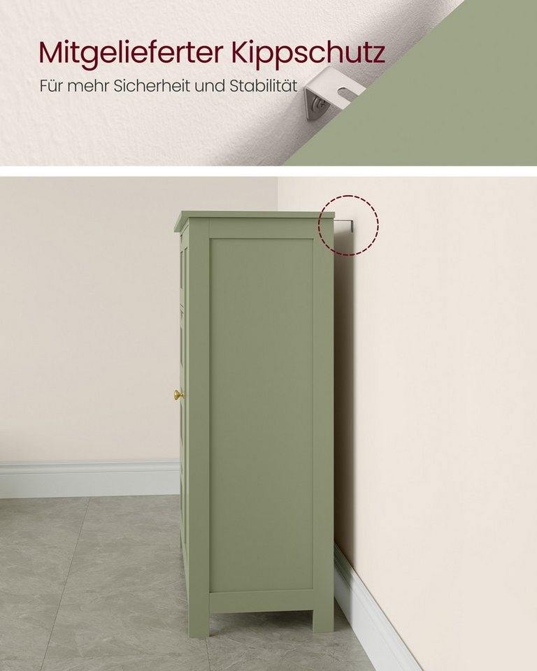 VASAGLE Badmöbel-Set Badezimmerschrank Badschrank Beistellschrank,verstellbare Ablage, mit 4 Schubladen, Schranktür, verstellbare Ablage