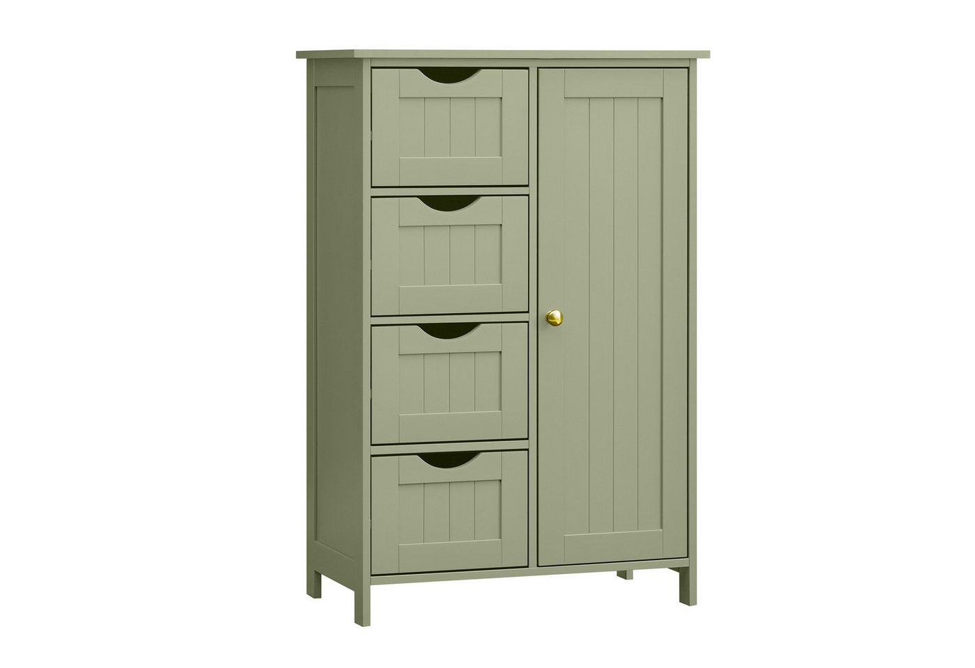 VASAGLE Badmöbel-Set Badezimmerschrank Badschrank Beistellschrank,verstellbare Ablage, mit 4 Schubladen, Schranktür, verstellbare Ablage Bild 2