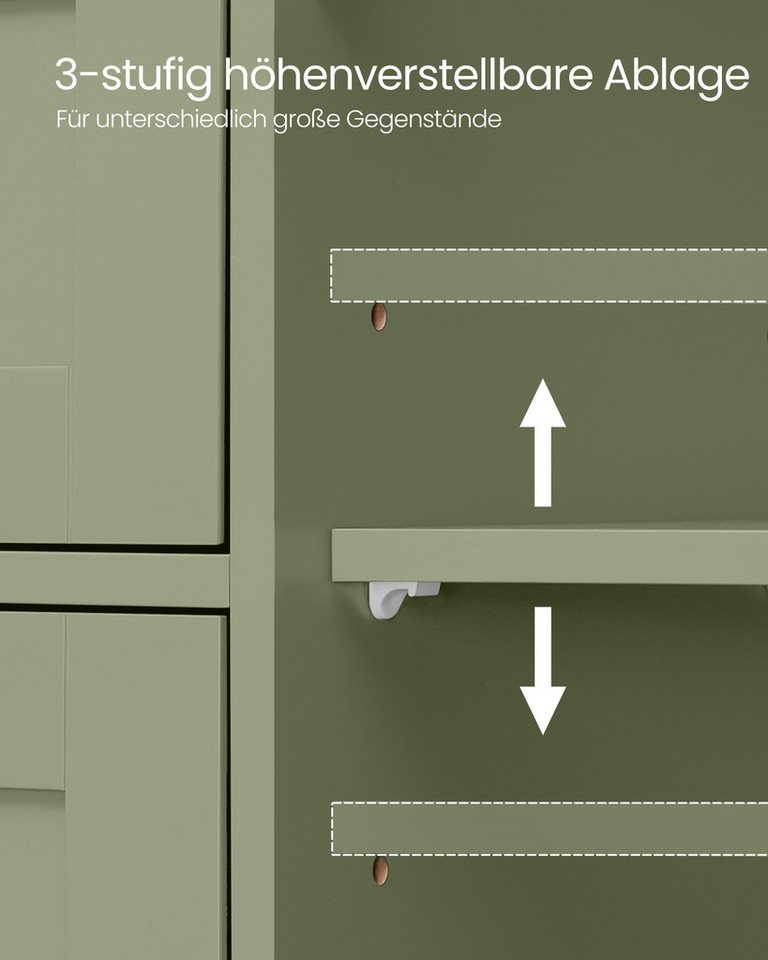 VASAGLE Badmöbel-Set Badezimmerschrank Badschrank Beistellschrank,verstellbare Ablage, mit 4 Schubladen, Schranktür, verstellbare Ablage Bild 3