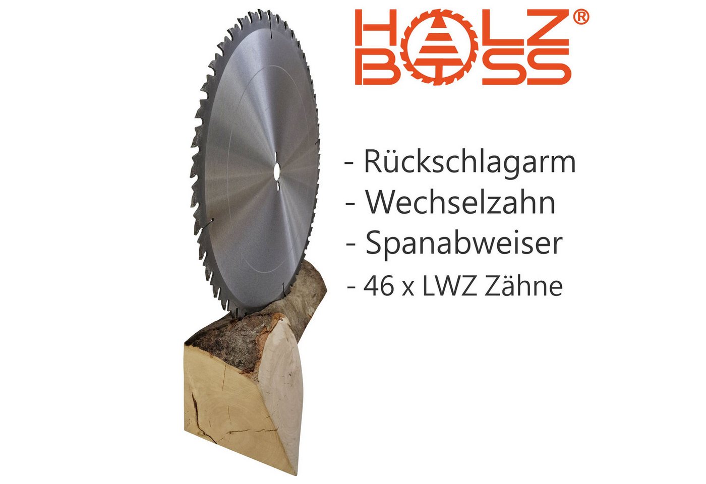Holzboss® Sägeblatt HM-Kreissägeblatt 46xZahn LWZ 500x30mm mit Spanabweiser Rückschlagarm