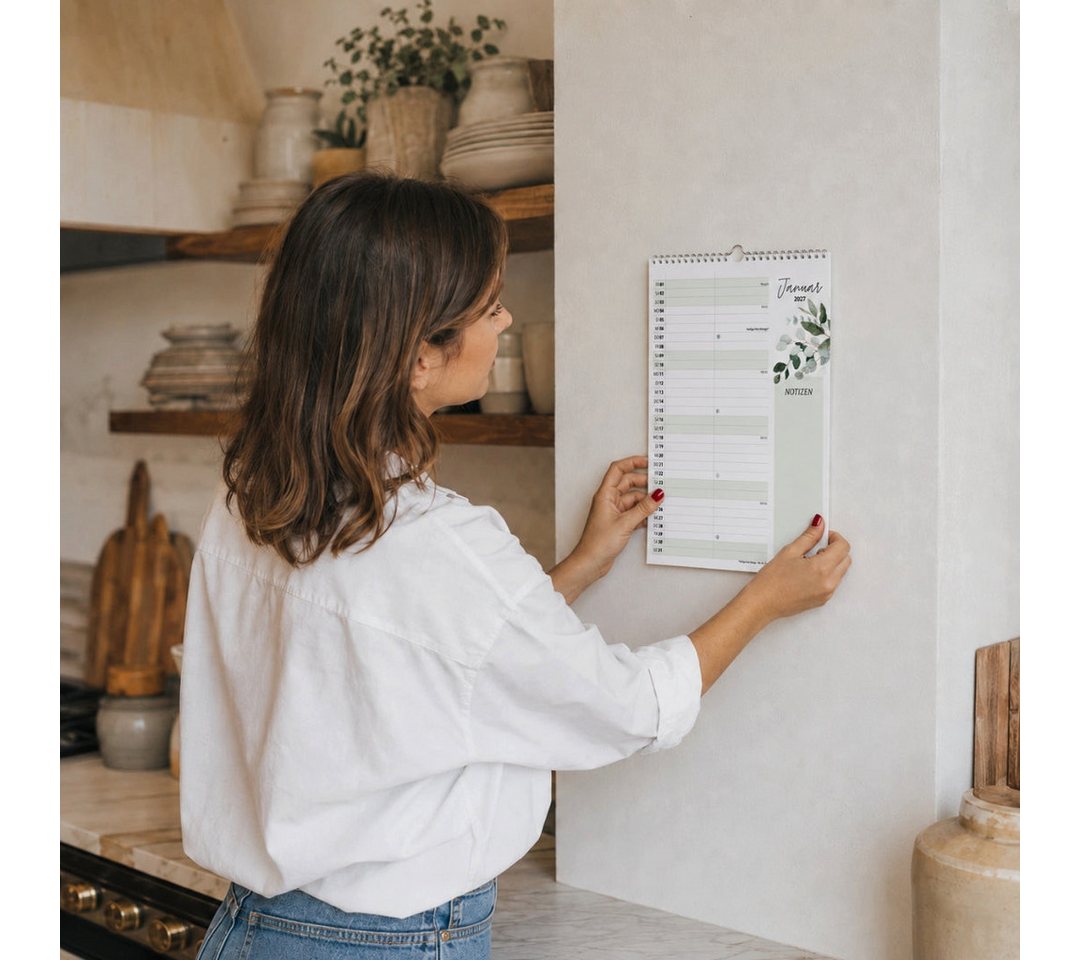 heaven+paper Jahresplaner A4 Wandkalender 2 Spalten Green 2027, hochwertig & modern, Hergestellt in Deutschland Bild 4