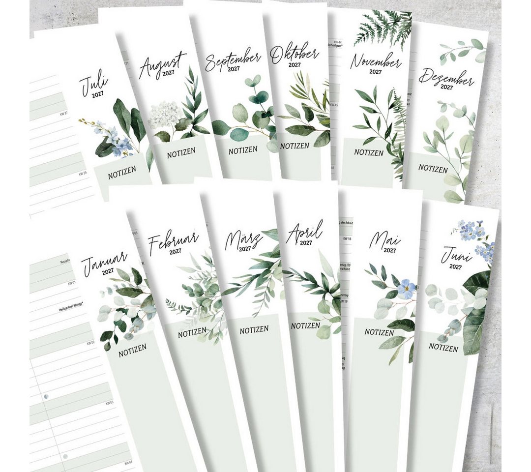 heaven+paper Jahresplaner A4 Wandkalender 2 Spalten Green 2027, hochwertig & modern, Hergestellt in Deutschland Bild 5