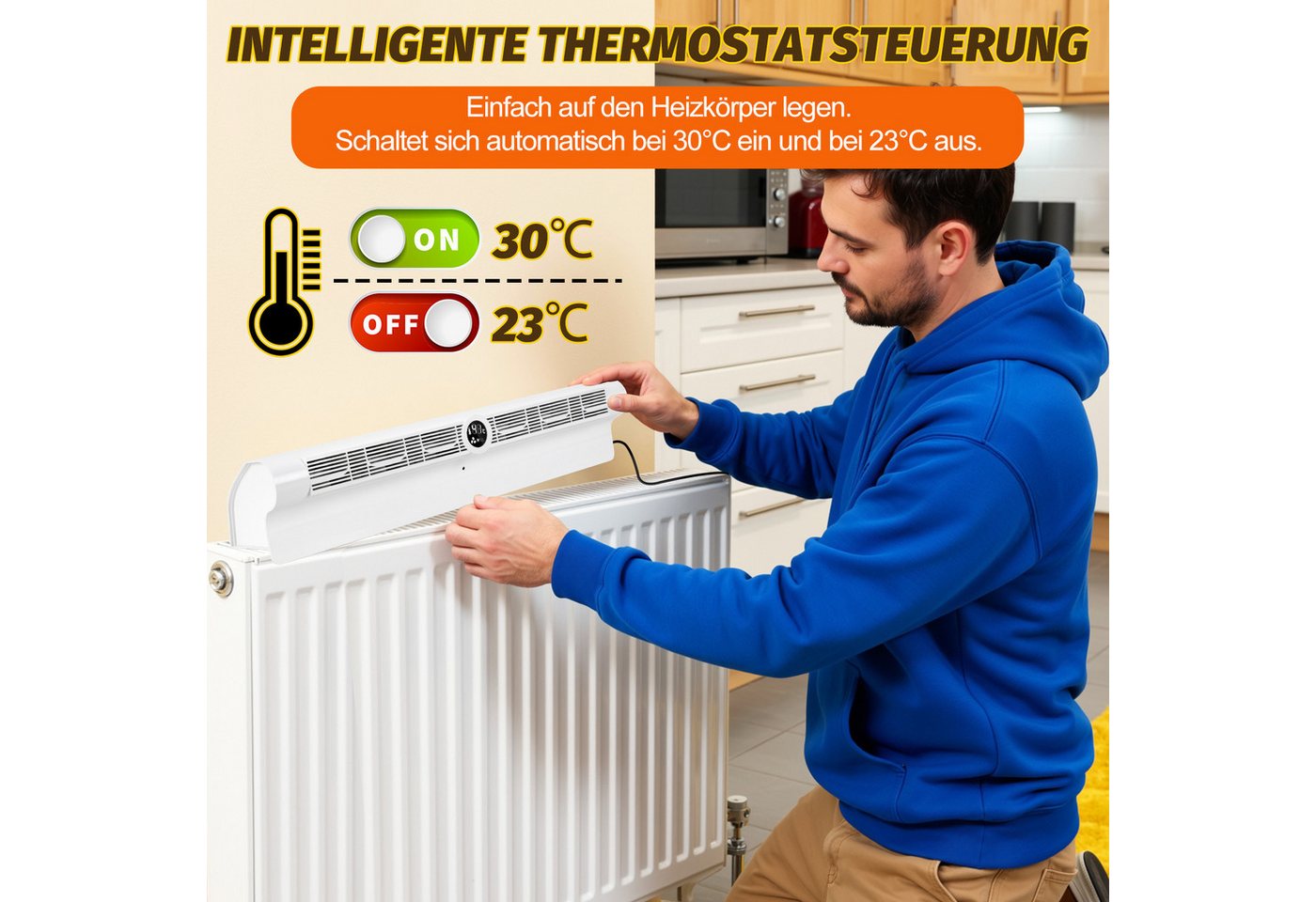 Clanmacy Heizkörperkonsole Heizverstärker Heizstrahler Display bessere Heizleistung mit Kabel 2x Bild 2
