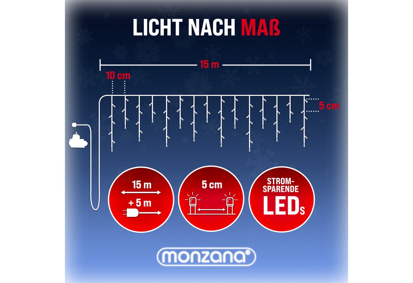 monzana Lichterkette, Lichterkette 600 LED Stromsparend IP44 Regenlichterkette Bild 5