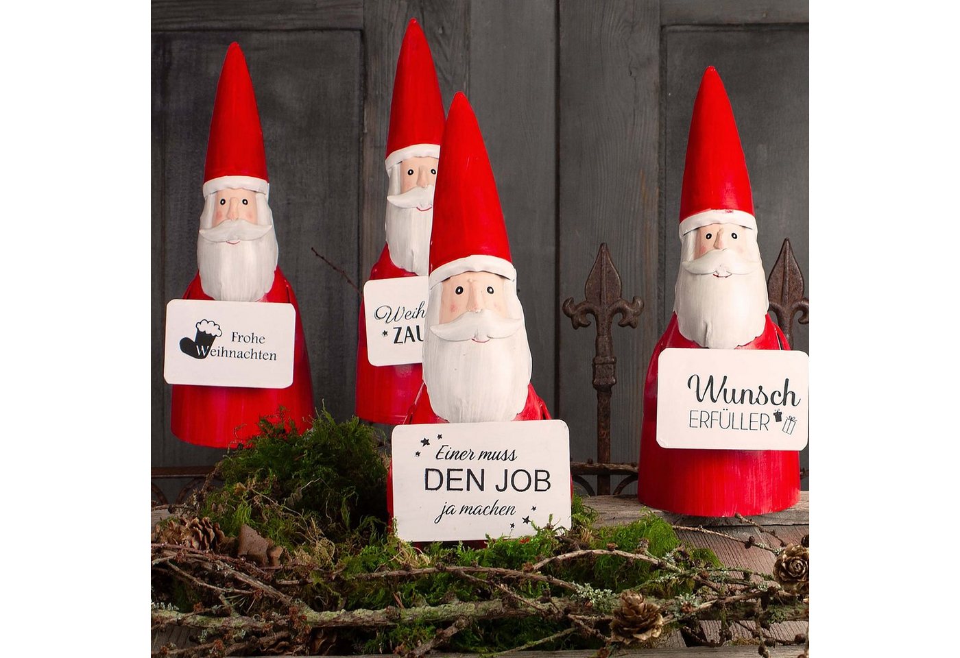 Paulslandhaus Gartenfigur Zaunhocker Weihnachtsmann Pfostenhocker Nikolaus Weihnachtsdekoration