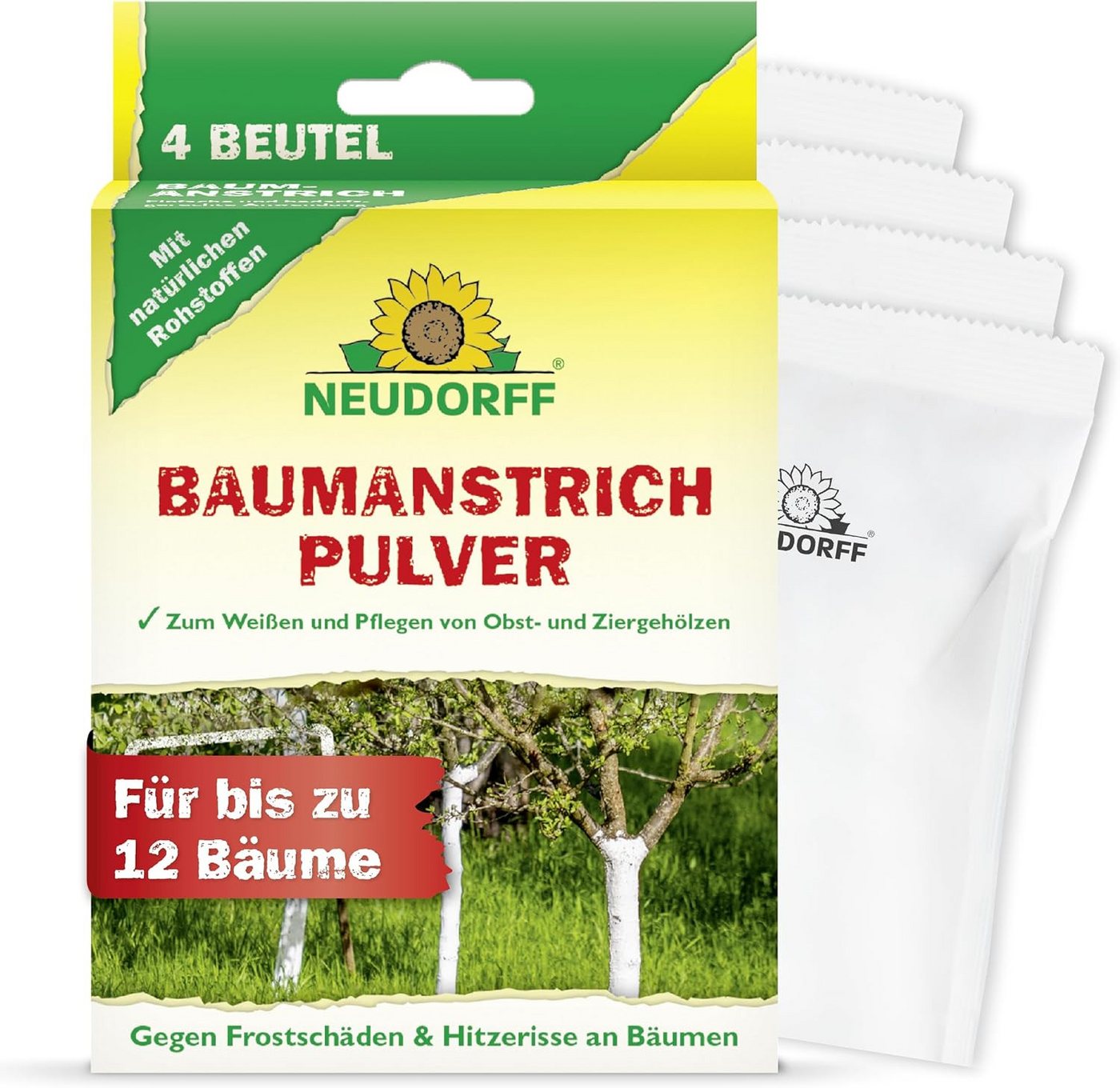 Neudorff Baumanstrich Baumanstrich Pulver, 1 St., Einzelpackung, Schützt Baumstämme vor Frostrissen und Sonnenbrand, Mineralischer Weißanstrich zum Schutz vor Frostrissen und Sonnenbrand Bild 4