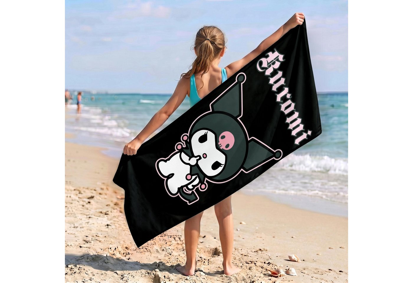 Sarcia.eu Badetücher Kuromi schwarzes Strand- und Badetuch aus Baumwolle, 70 x 140 cm Bild 3