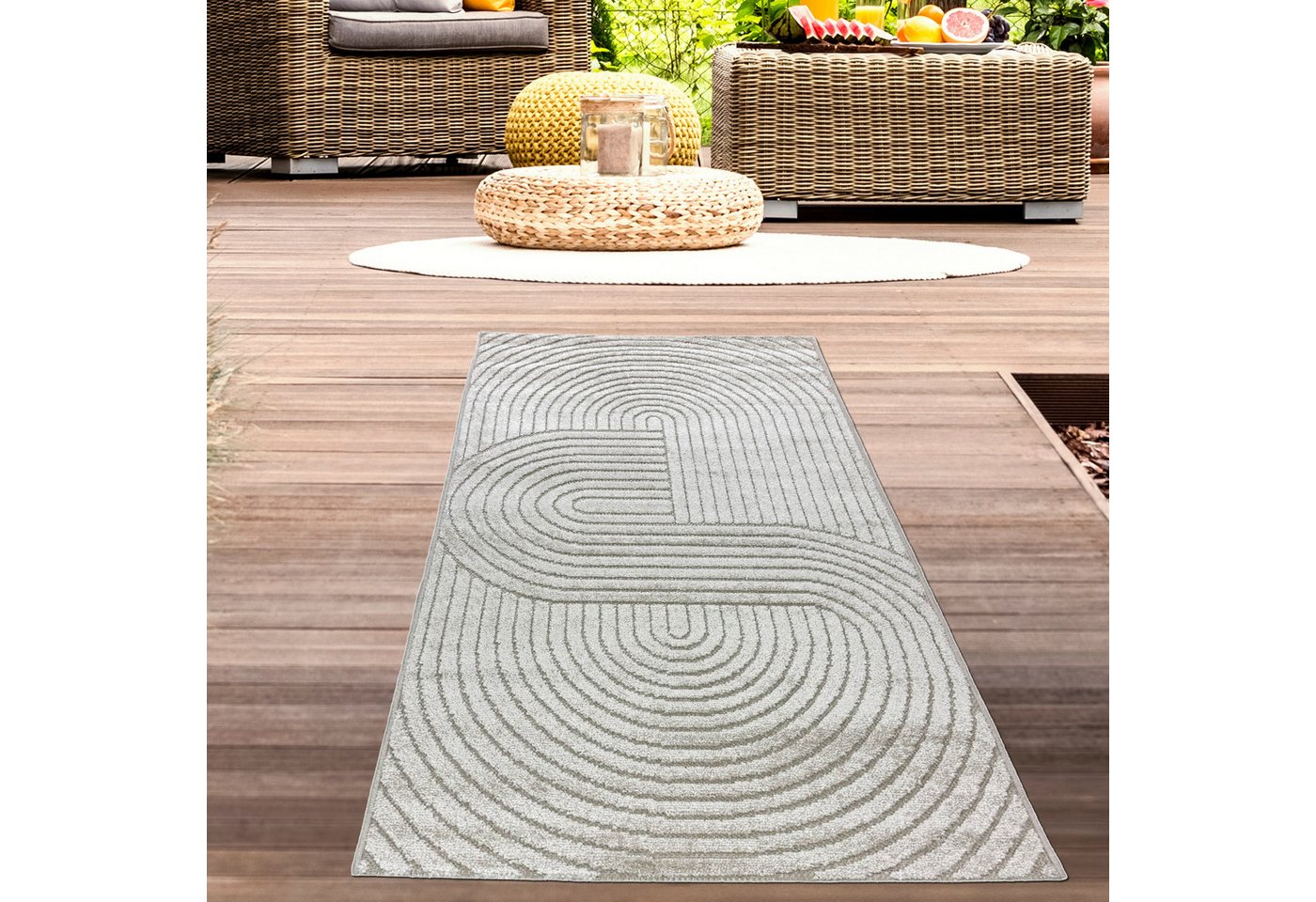 Carpetia Outdoorteppich Modernes Musterdesign, rechteckig, Höhe: 5 mm, wetterfest, pflegeleicht, strapazierfähig