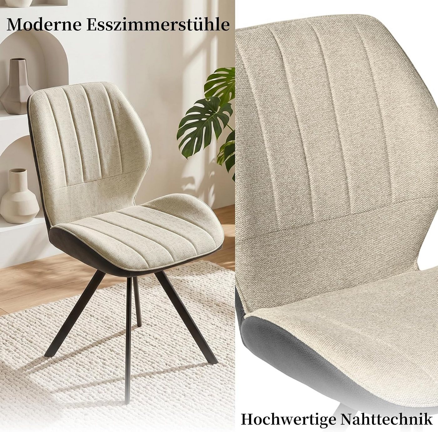 Jiexi Küchenstuhl Esszimmerstuhl, Patchwork-Design, Polsterstuhl mit Metallbeinen Bild 4