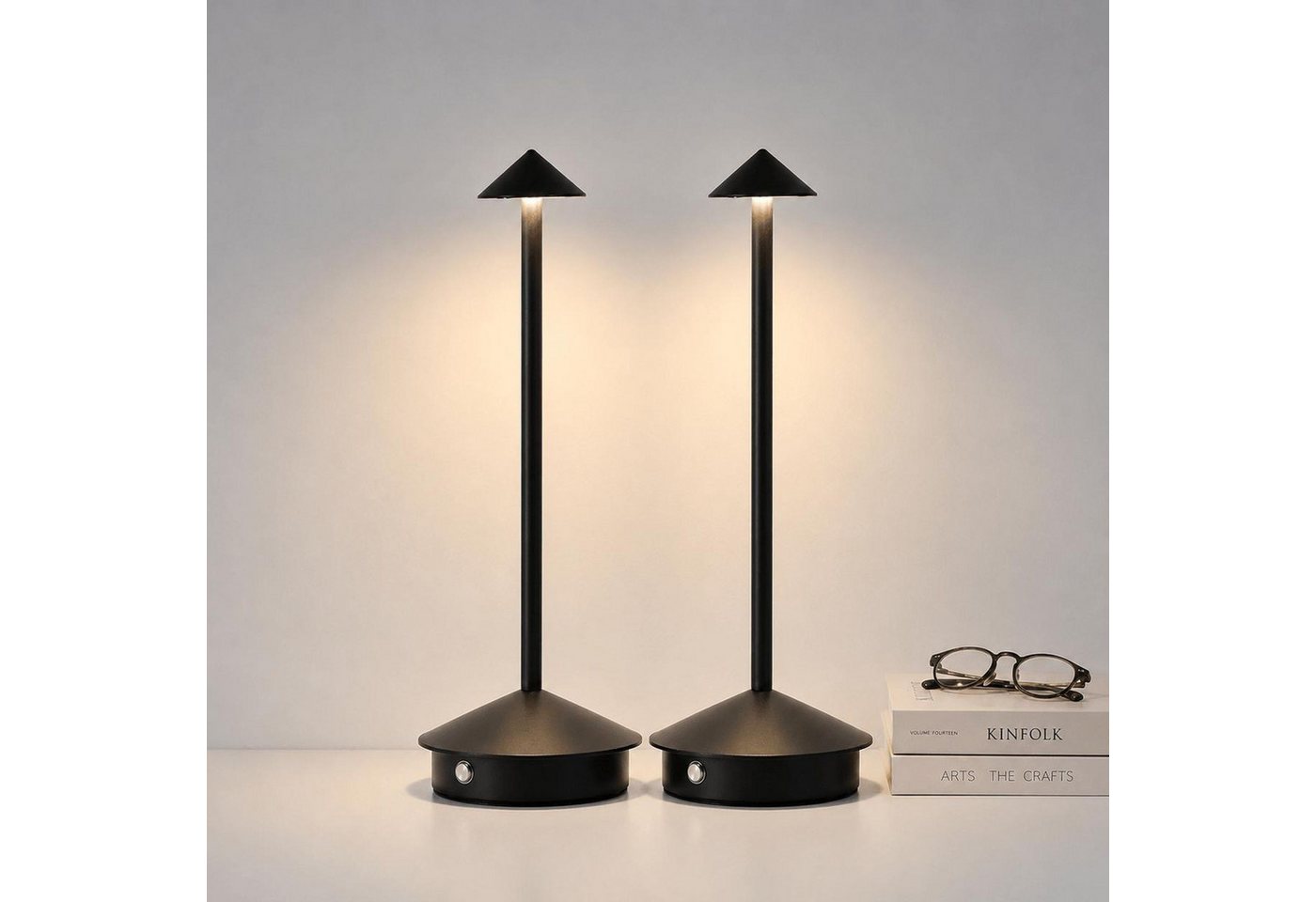 FELIXLEO Außen-Tischleuchte 2er Tischlampen kabellos, LED, 1800 mAh, wiederaufladbar, Schlafzimmer