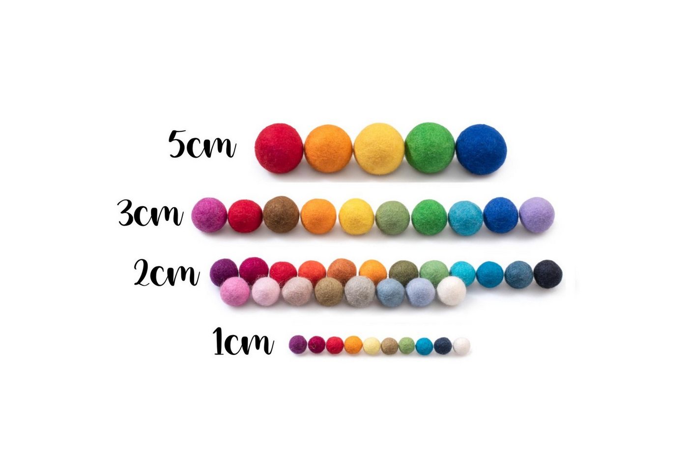 naturling Bastelperlen bunte Filzkugeln Pompons in verschiedenen Farben & Größen, 45 Kugeln verschiedener Größen Bild 3