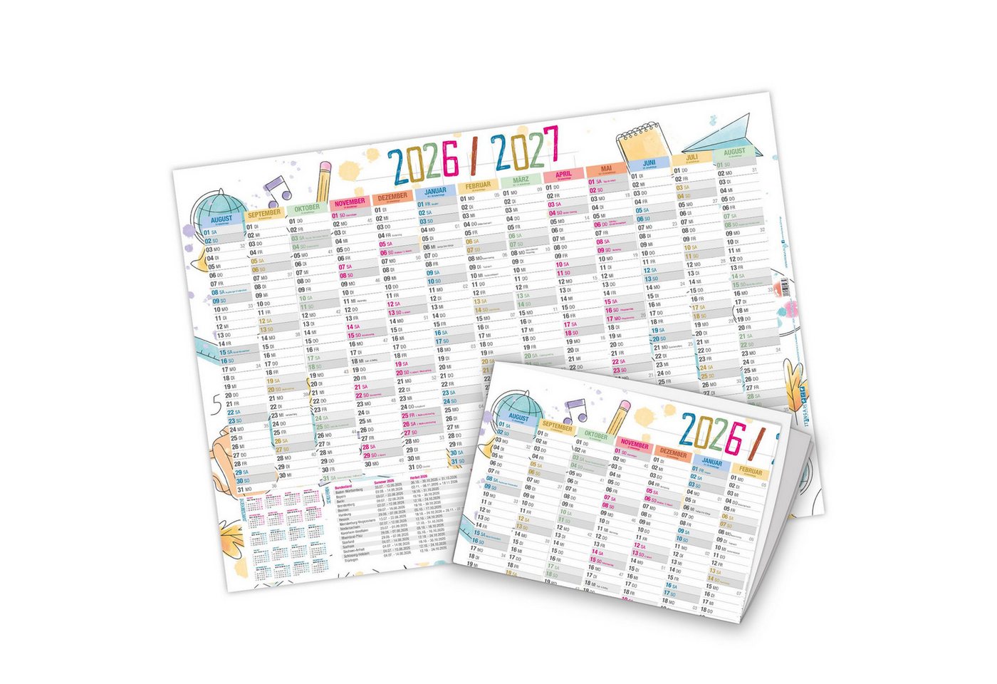 itenga Schülerkalender itenga Schülerkalender 2026/27 Doodles Schulplaner Jahresplaner DIN A2 Bild 3