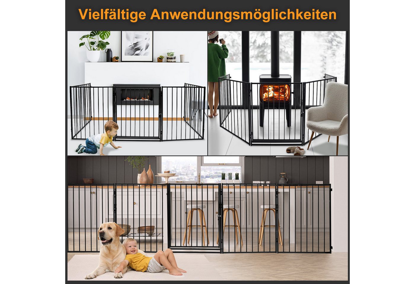 Clanmacy Kamingitter Kaminschutzgitter Kamingitter mit Ofenschutzgitter 310CM Absperrgitter Bild 2