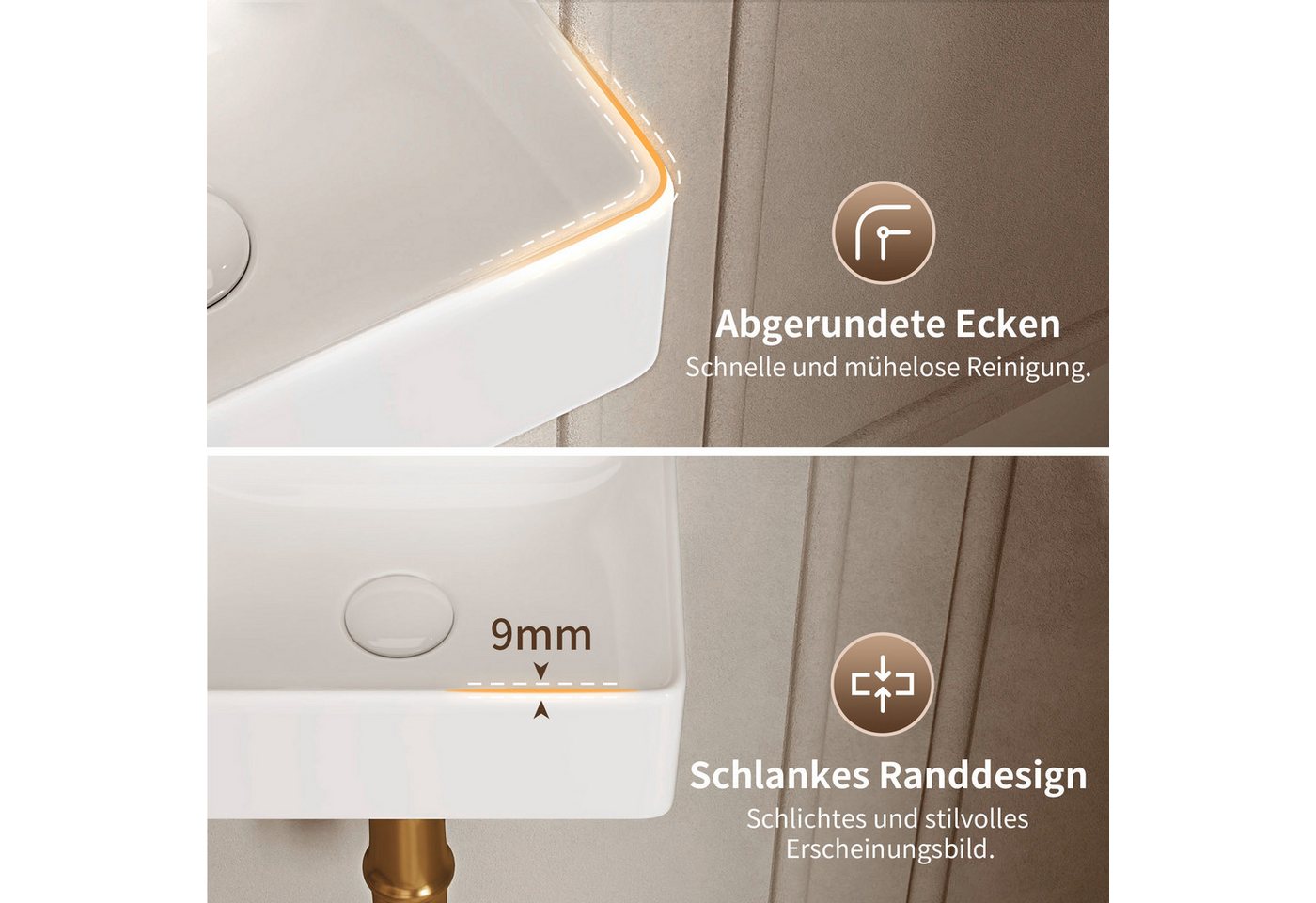 DeerValley Waschbecken Kleines Waschbecken für Gäste-WC zur Wandmontage (Set, Mit Waschbecken und Ablaufgarnitur, ohne Wasserhahn)