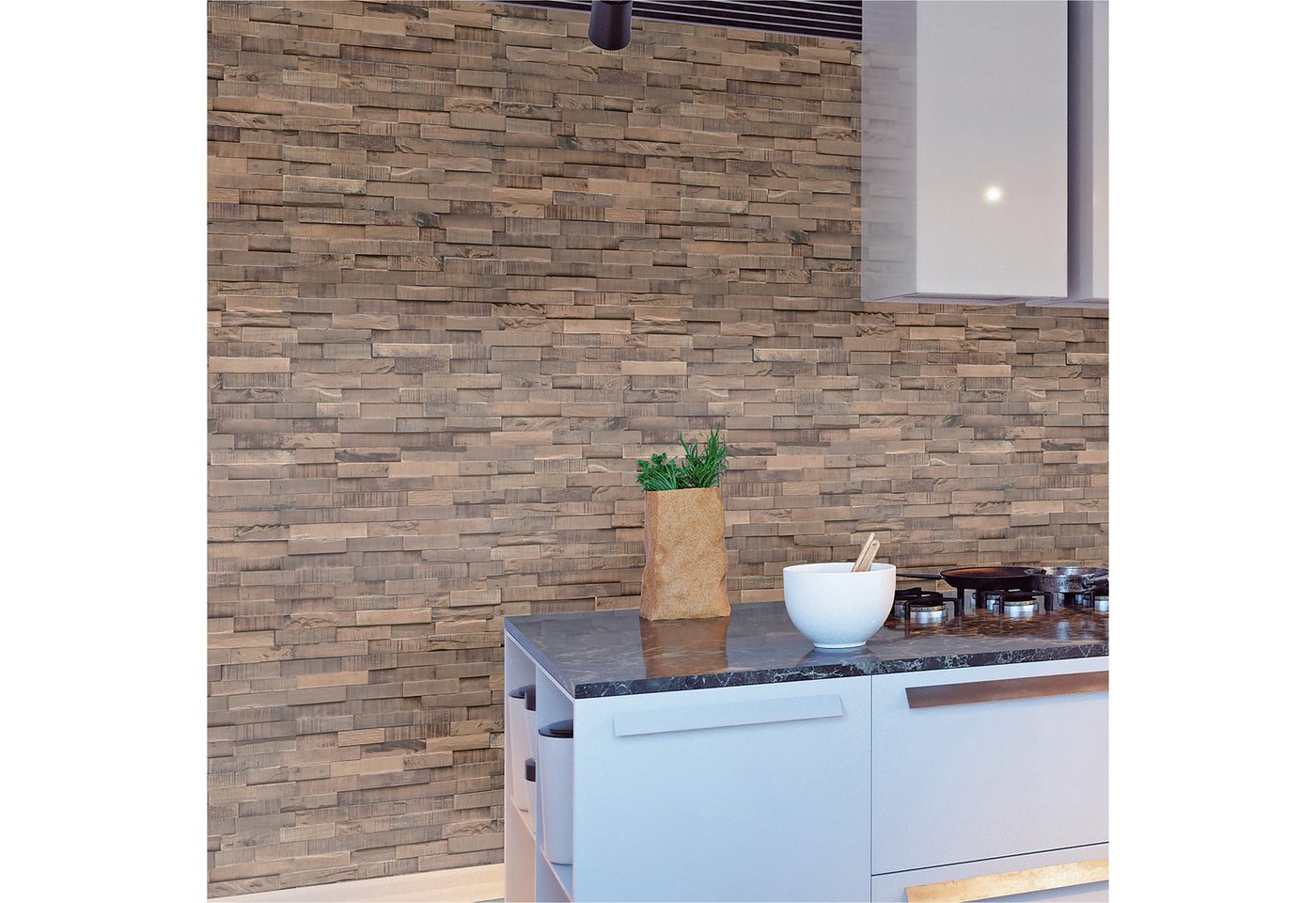 INDO 3D Wandpaneel Muster Echtholzpaneel Slimwood Hevea, BxL: 20,00x56,00 cm, (Packung, Versandkostenfreie Lieferung) Bild 4