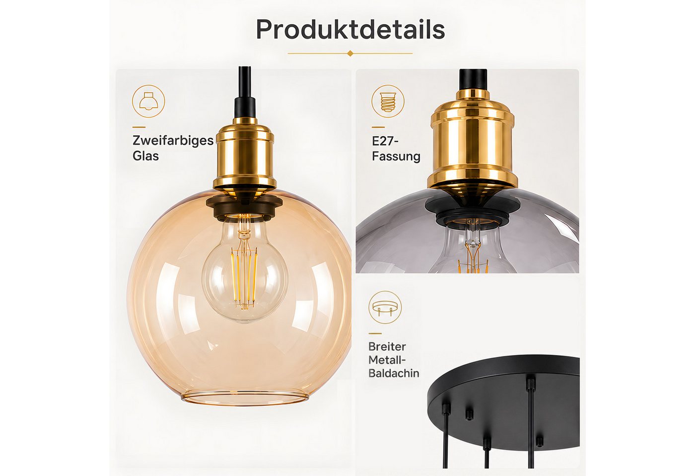 Nettlife Pendelleuchte Esstisch Treppenhaus Glas kugel Hängelampe 5/7flammig 160/190cm, ohne Leuchtmittel, Buntglas Hängeleuchte für Villa Wohnzimmer Flur Galerie hohe Räume Bild 4