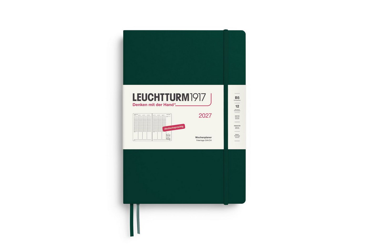 Leuchtturm1917 Taschenkalender Wochenplaner 2027 Composition B5 Hardcover Forest Green Bild 2