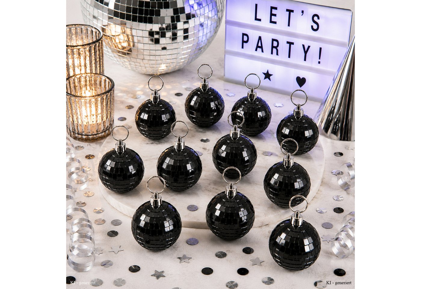 SATISFIRE Discolicht Spiegelkugel 5cm Mini Discokugel coole Party Disko Deko schwarz 12St. Bild 3