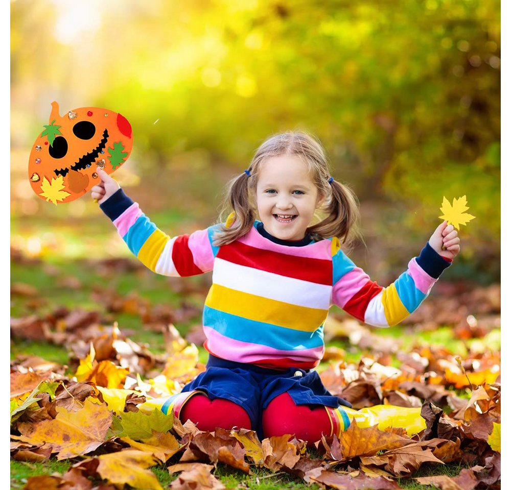 CLTYQ Kreativset Kürbis Bastelset für Kinder, DIY Basteln,Halloween Bastel-Kit, (Festliche Geschenk Halloween Weihnachten Erntedankfest), Herbstdekoration, Partyspiel-Dekoration.Halloween Kürbis Dekoration Bild 3