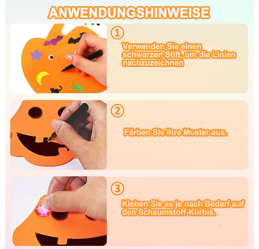 CLTYQ Kreativset Kürbis Bastelset für Kinder, DIY Basteln,Halloween Bastel-Kit, (Festliche Geschenk Halloween Weihnachten Erntedankfest), Herbstdekoration, Partyspiel-Dekoration.Halloween Kürbis Dekoration Bild 5
