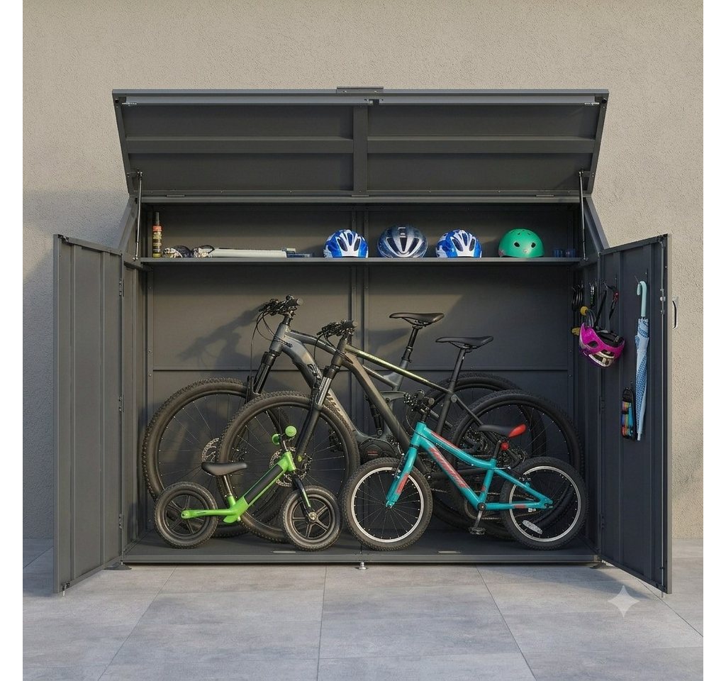 DEGAMO Fahrradbox FREIBURG, 200x100cm, Metall anthrazit, bis zu 4 Fahrräder Bild 3