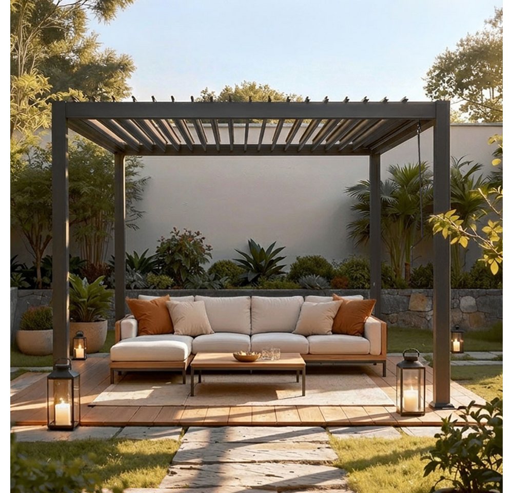 HOME DELUXE Pavillon Lamellenpavillon ROVAS - 300 x 300 x 240 cm, verstellbare Lamellen, Terrassenüberdachung
