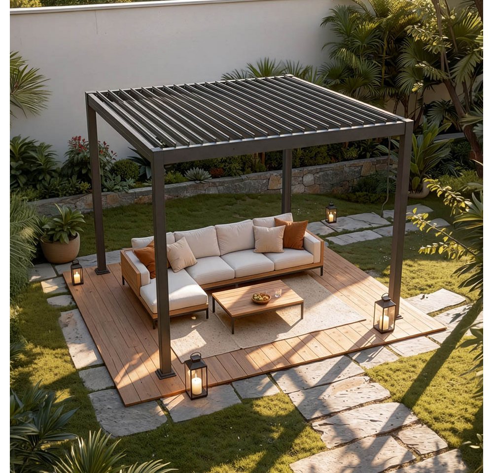 HOME DELUXE Pavillon Lamellenpavillon ROVAS - 300 x 300 x 240 cm, verstellbare Lamellen, Terrassenüberdachung Bild 2