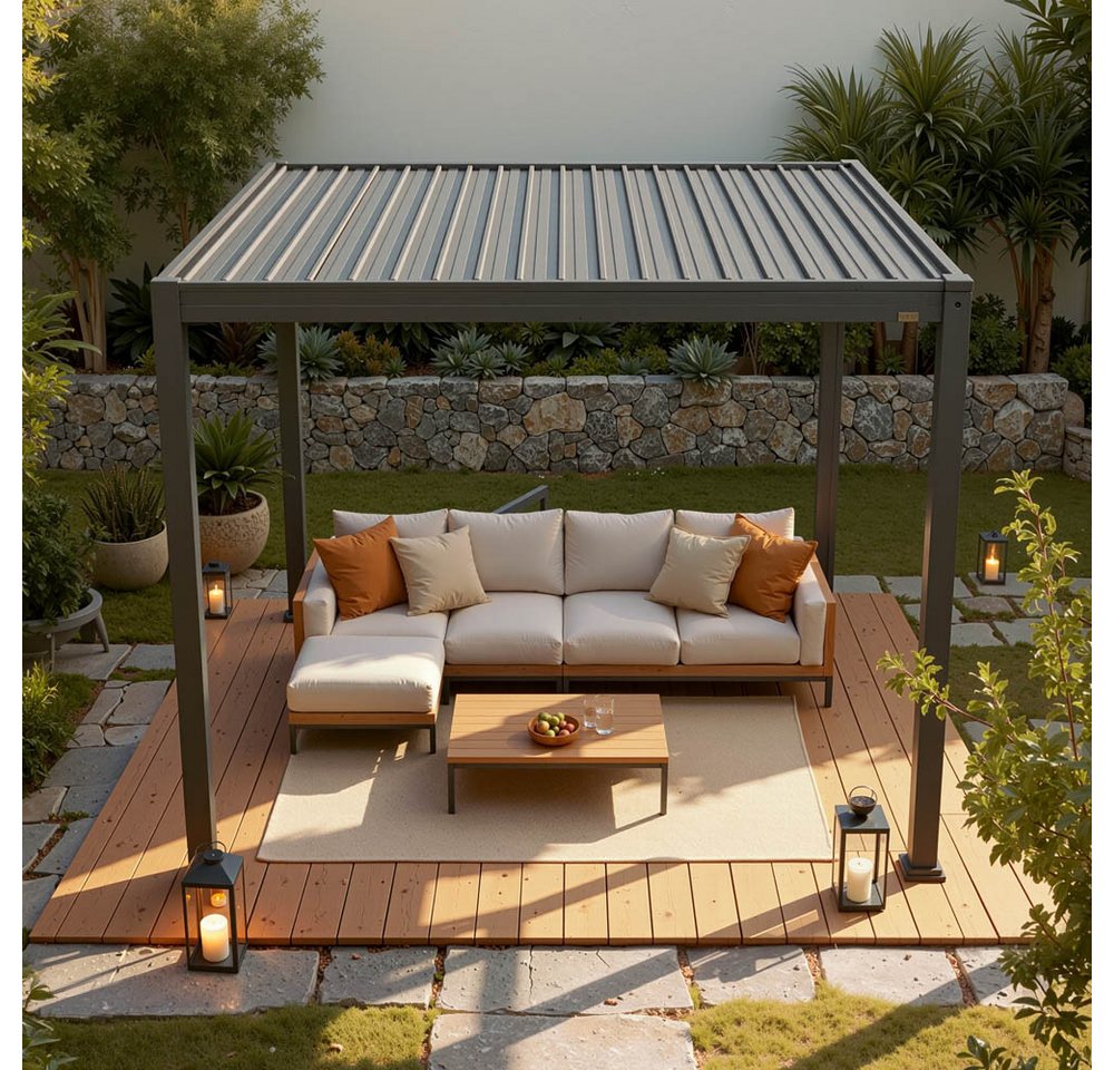 HOME DELUXE Pavillon Lamellenpavillon ROVAS - 300 x 300 x 240 cm, verstellbare Lamellen, Terrassenüberdachung Bild 3