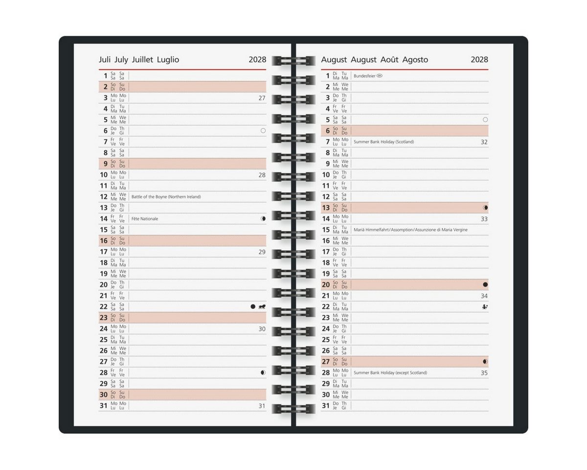 rido ide Taschenkalender Taschenkalender Modell int. 8,7x15,3cm 1 Woche/2 Seiten Kunstleder Pre