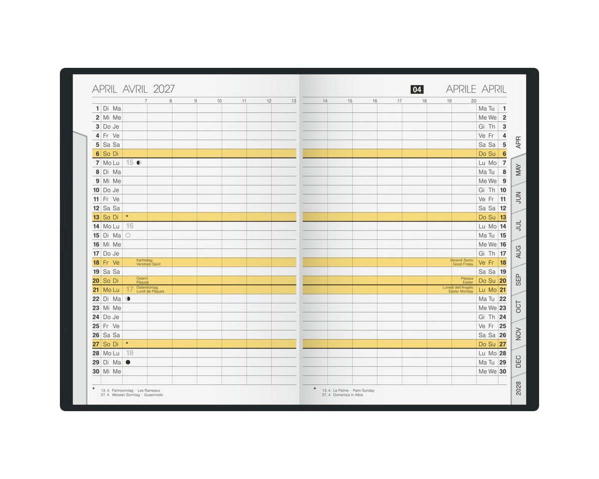 rido ide Taschenkalender Taschenkalender uni-planer 10,4x15,3cm 1 Monat/2 Seiten Kunststoff bor Bild 2