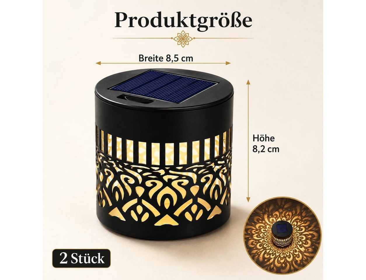 ibettertec LED Solarleuchte Solarlampen für Außen,2 Stück Decorative Solar Mandala Lights, Mandala Solar Lights,Solar Wandleuchte, LED Garden Lantern Wasserdichte für Gartendeko und Terrasse Bild 4