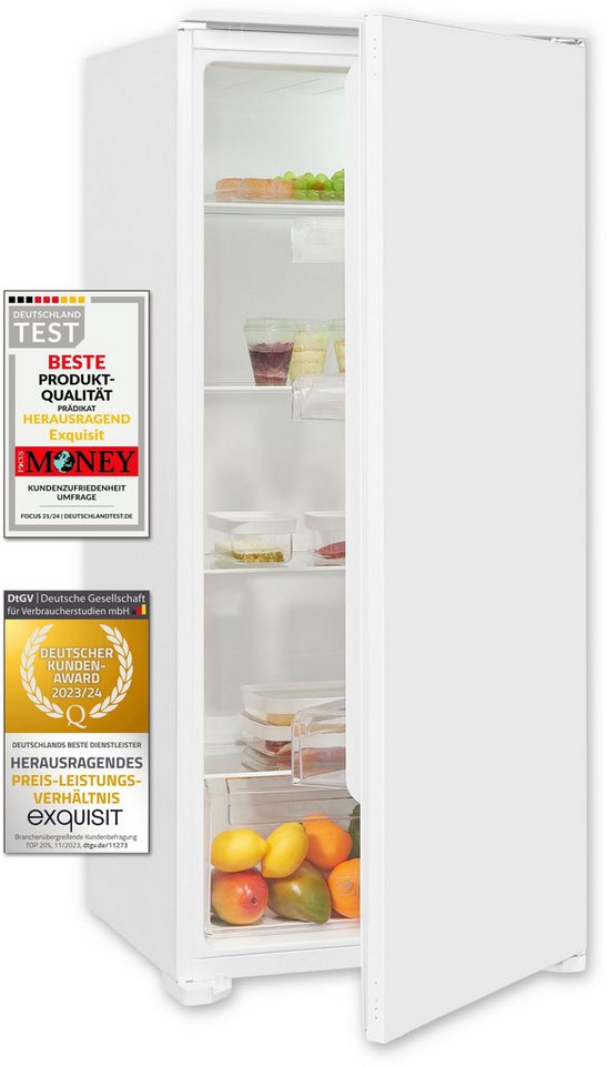 exquisit Einbauk ühlschrank EKS201-V-E-O040E, 123 cm hoch, 54 cm breit, Schlepptür-Montage: Gerätetür wird mit der Schranktür mitgeschleppt Bild 3