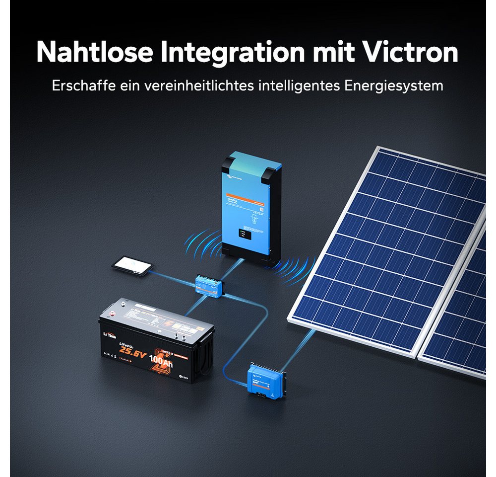 LiTime 24V 100Ah Smart ComFlex LiFePO4 Batterie mit Bluetooth Solarakkus (24 V), Victron-kompatibel, IP65 Wasserdicht, ideal für Wohnmobile, Marine Bild 3