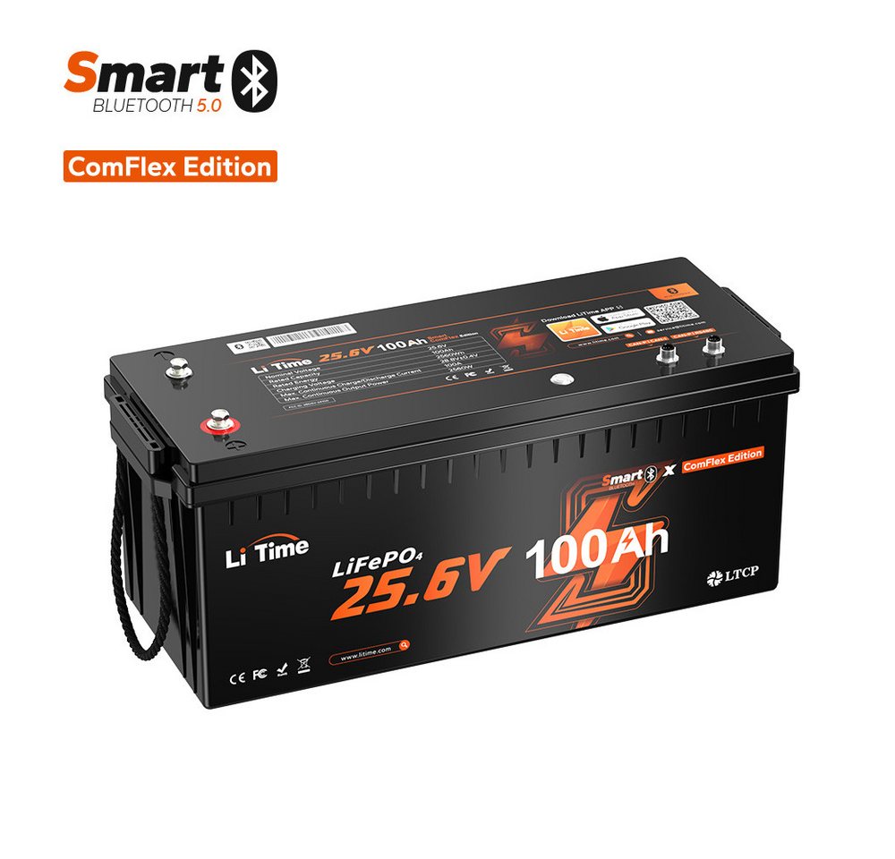 LiTime 24V 100Ah Smart ComFlex LiFePO4 Batterie mit Bluetooth Solarakkus (24 V), Victron-kompatibel, IP65 Wasserdicht, ideal für Wohnmobile, Marine Bild 5